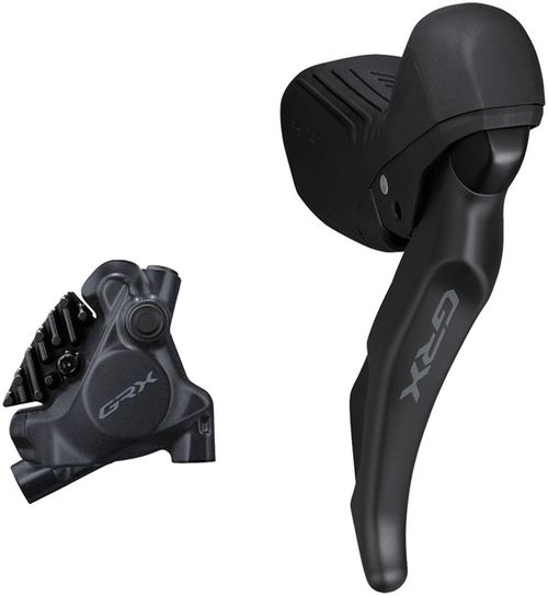 Shimano GRX ST-RX610 Shift/Brake Lever with BR-RX410 Hyd Disc Brake Caliper - Right/Rear, 12-Spd, Flat Mnt Caliper, For 25mm Mount, Black
