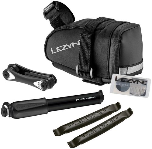 Lezyne M-Caddy Seat Bag Sport Kid with Sport Drive HP Hand Pump, Rap6 Tool, SmartKit, and Composite Matrix Tire Levers: Black