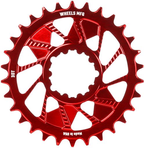 Wheels Manufacturing Direct Mount Chainring - 30t, SRAM 3-Bolt Direct Mount, 3mm Offset, T-Type Chain Compatible, Red