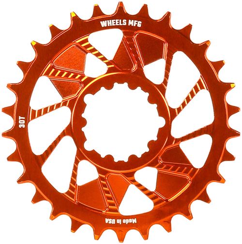 Wheels Manufacturing Direct Mount Chainring - 30t, SRAM 3-Bolt Direct Mount, 3mm Offset, T-Type Chain Compatible, Orange