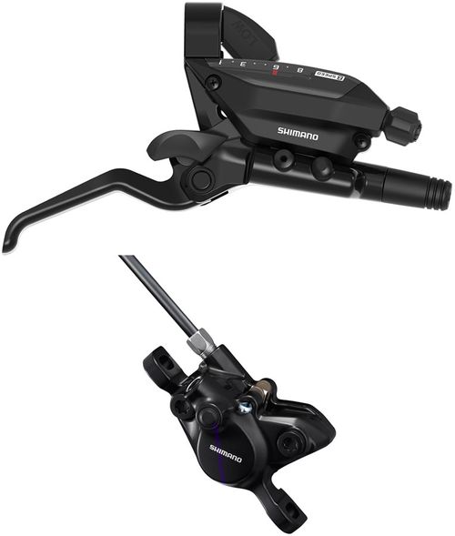 Shimano ST-EF515-8R EZ Fire Plus Shift/Brake Lever with BR-MT200 Disc Brake Caliper - Right/Rear, 8-Speed, Post Mount, 2-Piston,  Black