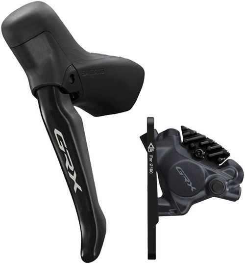 Shimano GRX BL-RS717-L Brake Lever with BR-RX410 Hydraulic Disc Brake Caliper - Left/Front, Flat Mount Caliper, Black