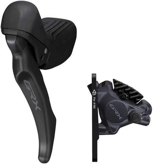 Shimano GRX BL-RX610 Brake Lever with BR-RX410 Hydraulic Disc Brake Caliper - Left/Front, Flat Mount Caliper, Black