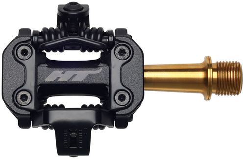HT Components M2T Pedals - Dual Sided Clipless, Aluminum, 9/16", Black/Gold