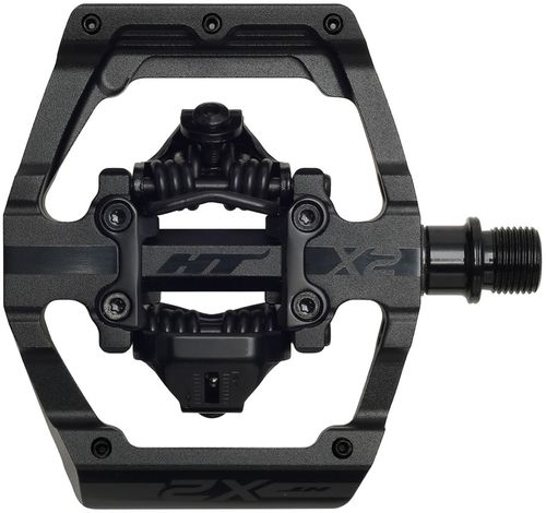 HT Components X2 Pedals - Dual Sided Clipless with Platform, Aluminum, 9/16", Stealth Black