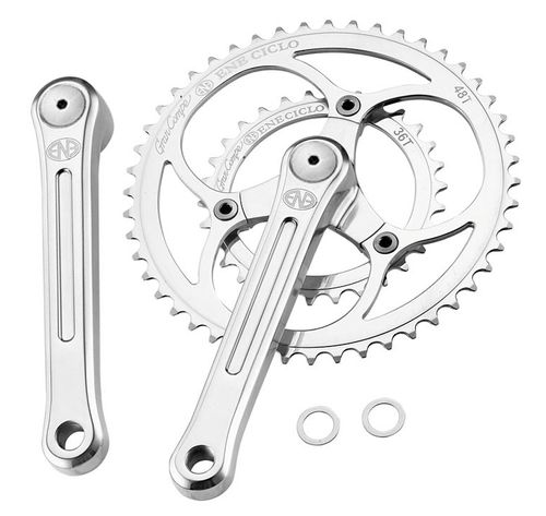 Dia Compe ENE Ciclo Double Crankset Silver w/BB - 170mm 48/36t