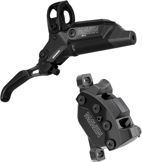 SRAM Maven Silver Disc Brake and Lever - Front, Post Mount, 950mm Hose, 4-Piston, Aluminum Lever, SS Hardware, Black, B1