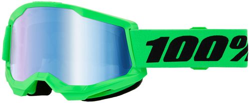 100% STRATA 2 Goggle Neon Green - Blue Mirror Lens