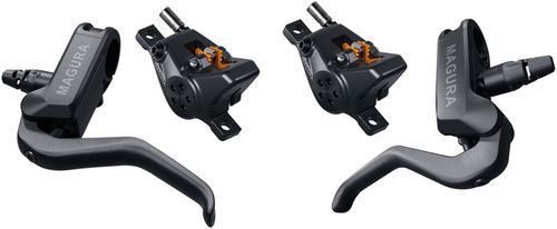 Magura MT A2 Disc Brake and Lever Set - Left and Right Levers, Front and Rear 2-Pistion Calipers, Black