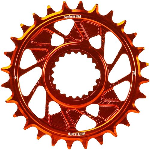 Wheels Manufacturing Direct Mount Chainring - 28t, Shimano Direct Mount, 1.5mm Outboard Offset, HG+ Chain Compatible, Orange