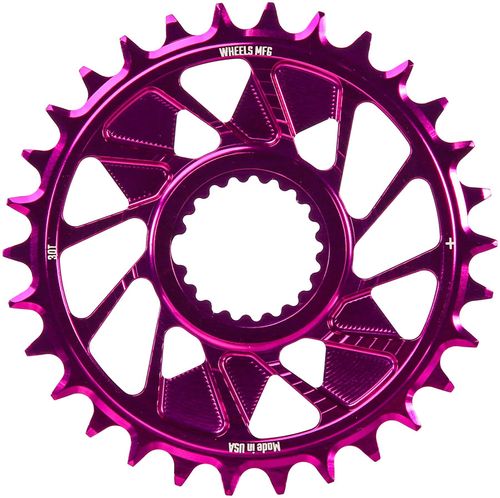 Wheels Manufacturing Direct Mount Chainring - 30t, Shimano Direct Mount, 1.5mm Outboard Offset, HG+ Chain Compatible, Purple