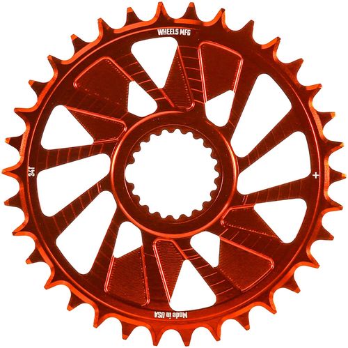 Wheels Manufacturing Direct Mount Chainring - 34t, Shimano Direct Mount, 1.5mm Outboard Offset, HG+ Chain Compatible, Orange