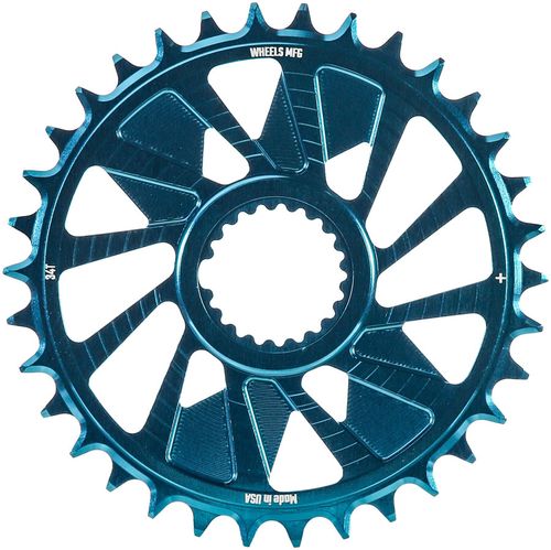 Wheels Manufacturing Direct Mount Chainring - 34t, Shimano Direct Mount, 1.5mm Outboard Offset, HG+ Chain Compatible, Teal