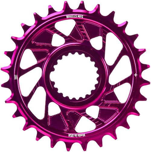 Wheels Manufacturing Direct Mount Chainring - 28t, Shimano Direct Mount, 1.5mm Outboard Offset, HG+ Chain Compatible, Purple