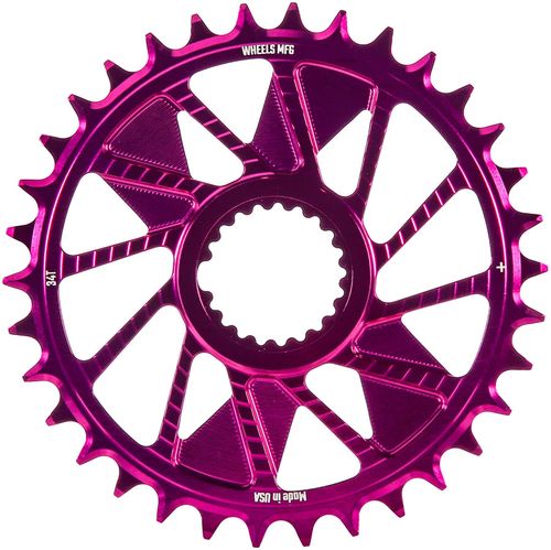 Wheels Manufacturing Direct Mount Chainring - 34t, Shimano Direct Mount, 1.5mm Inboard Offset, HG+ Chain Compatible, Purple