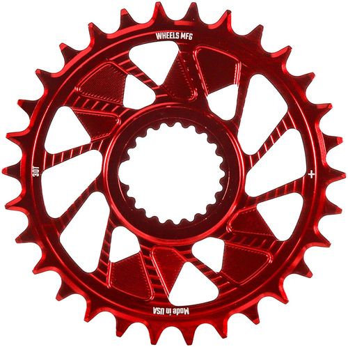 Wheels Manufacturing Direct Mount Chainring - 30t, Shimano Direct Mount, 1.5mm Inboard Offset, HG+ Chain Compatible, Red