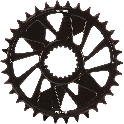 Wheels Manufacturing Direct Mount Chainring - 34t, Shimano Direct Mount, 1.5mm Outboard Offset, HG+ Chain Compatible, Black