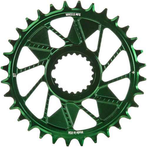 Wheels Manufacturing Direct Mount Chainring - 32t, Shimano Direct Mount, 1.5mm Inboard Offset, HG+ Chain Compatible, Green