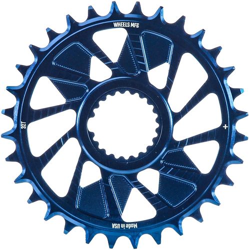 Wheels Manufacturing Direct Mount Chainring - 32t, Shimano Direct Mount, 1.5mm Outboard Offset, HG+ Chain Compatible, Blue