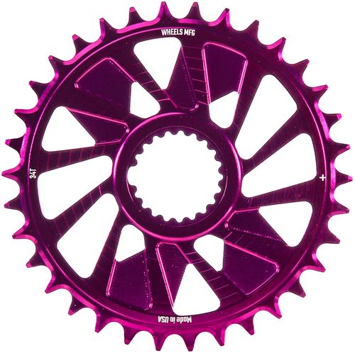 Wheels Manufacturing Direct Mount Chainring - 34t, Shimano Direct Mount, 1.5mm Outboard Offset, HG+ Chain Compatible, Purple