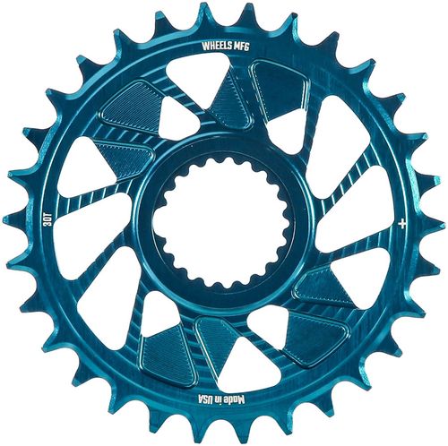 Wheels Manufacturing Direct Mount Chainring - 30t, Shimano Direct Mount, 1.5mm Inboard Offset, HG+ Chain Compatible, Teal
