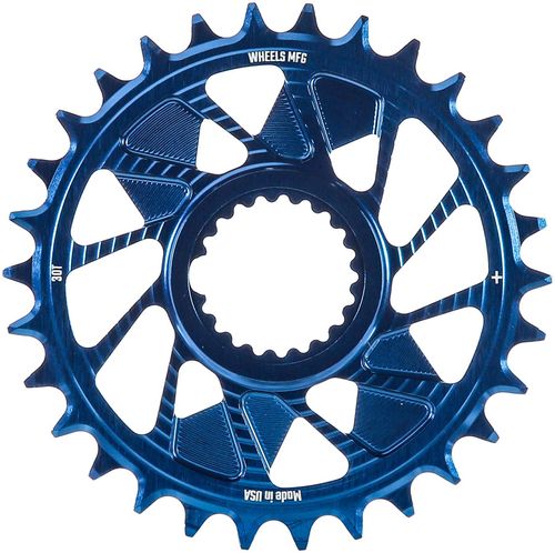 Wheels Manufacturing Direct Mount Chainring - 30t, Shimano Direct Mount, 1.5mm Inboard Offset, HG+ Chain Compatible, Blue