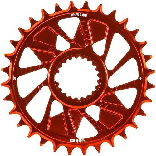 Wheels Manufacturing Direct Mount Chainring - 32t, Shimano Direct Mount, 1.5mm Outboard Offset, HG+ Chain Compatible, Orange