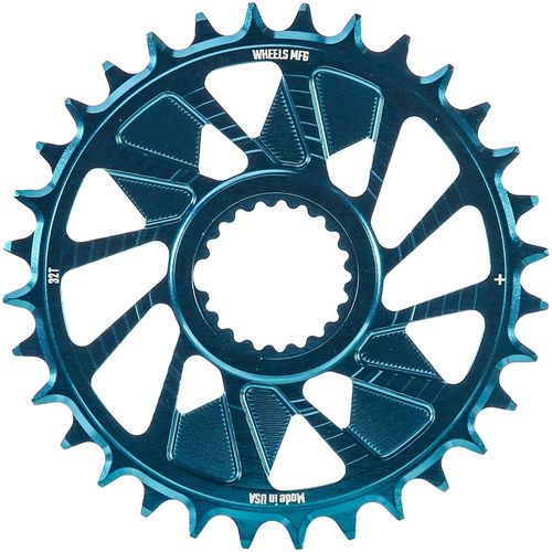 Wheels Manufacturing Direct Mount Chainring - 32t, Shimano Direct Mount, 1.5mm Outboard Offset, HG+ Chain Compatible, Teal