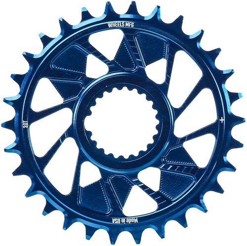 Wheels Manufacturing Direct Mount Chainring - 30t, Shimano Direct Mount, 1.5mm Outboard Offset, HG+ Chain Compatible, Blue