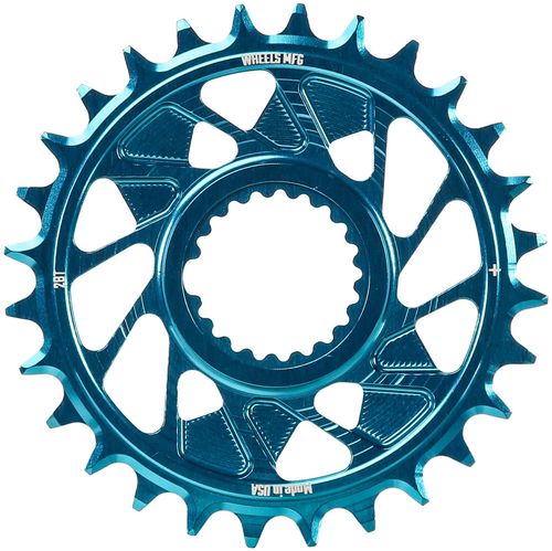 Wheels Manufacturing Direct Mount Chainring - 28t, Shimano Direct Mount, 1.5mm Outboard Offset, HG+ Chain Compatible, Teal