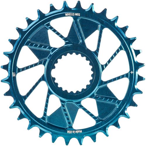 Wheels Manufacturing Direct Mount Chainring - 32t, Shimano Direct Mount, 1.5mm Inboard Offset, HG+ Chain Compatible, Teal
