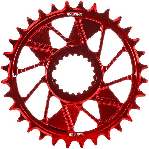 Wheels Manufacturing Direct Mount Chainring - 32t, Shimano Direct Mount, 1.5mm Inboard Offset, HG+ Chain Compatible, Red