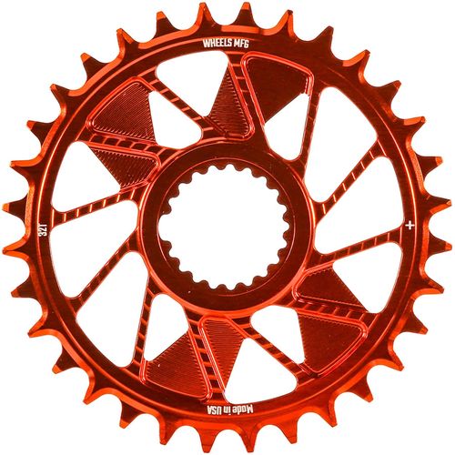 Wheels Manufacturing Direct Mount Chainring - 32t, Shimano Direct Mount, 1.5mm Inboard Offset, HG+ Chain Compatible, Orange