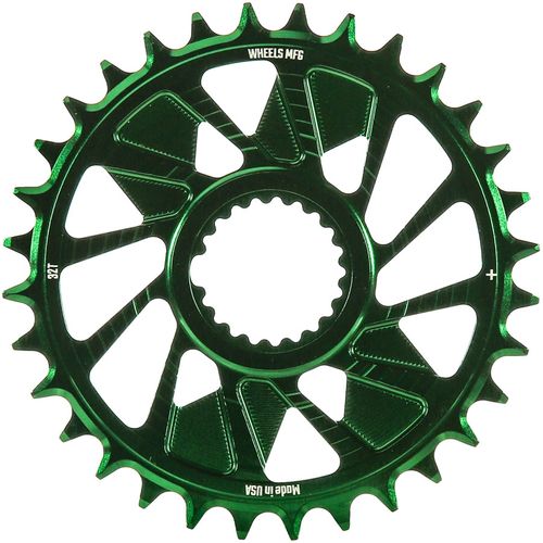 Wheels Manufacturing Direct Mount Chainring - 32t, Shimano Direct Mount, 1.5mm Outboard Offset, HG+ Chain Compatible, Green