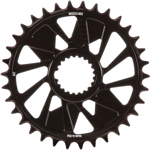 Wheels Manufacturing Direct Mount Chainring - 34t, Shimano Direct Mount, 1.5mm Outboard Offset, T-Type Chain Compatible, Black