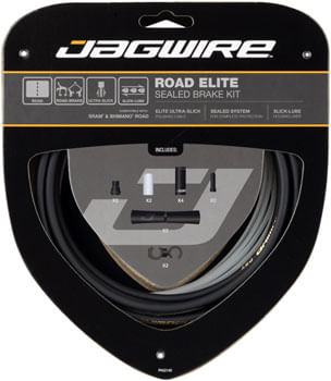 Jagwire Road Elite Sealed Brake Cable Kit SRAM/Shimano with Ultra-Slick Uncoated Cables, Stealth Black